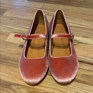 Pink Velvet Mary Jane Flats